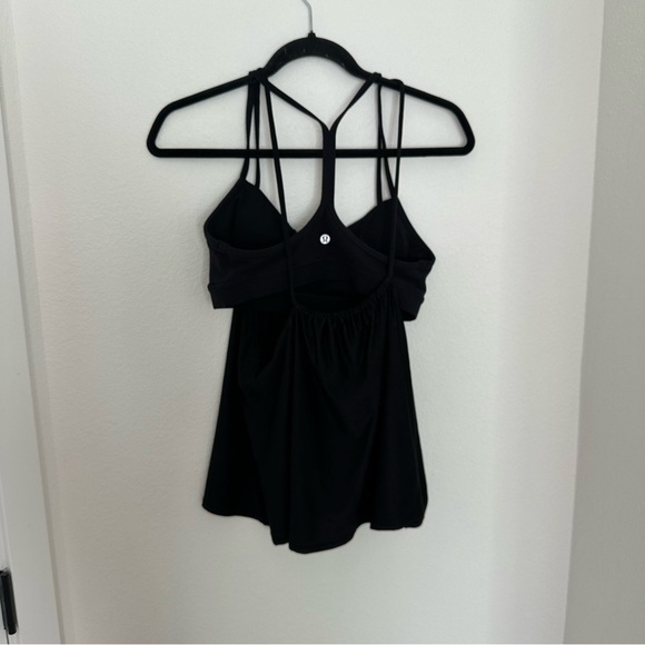 Lululemon Flow Y 2-in-1 Tank Top Solid Black Size 8 Women’s Built In Sports Bra - Picture 10 of 11
